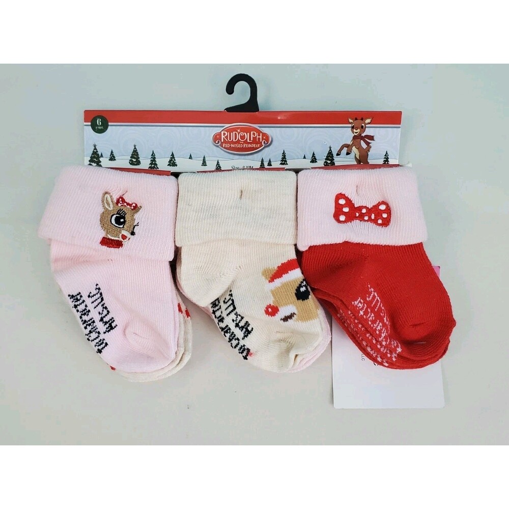 Rudolph Red Nosed Reindeer Baby Socks Clarice Bumble Holiday Winter Multi Pack